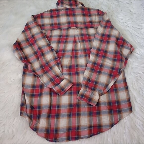 Panhandle Slim Roughstock Shirt Womens Size M Plaid Long Sleeve Bottom Down - Picture 5 of 7